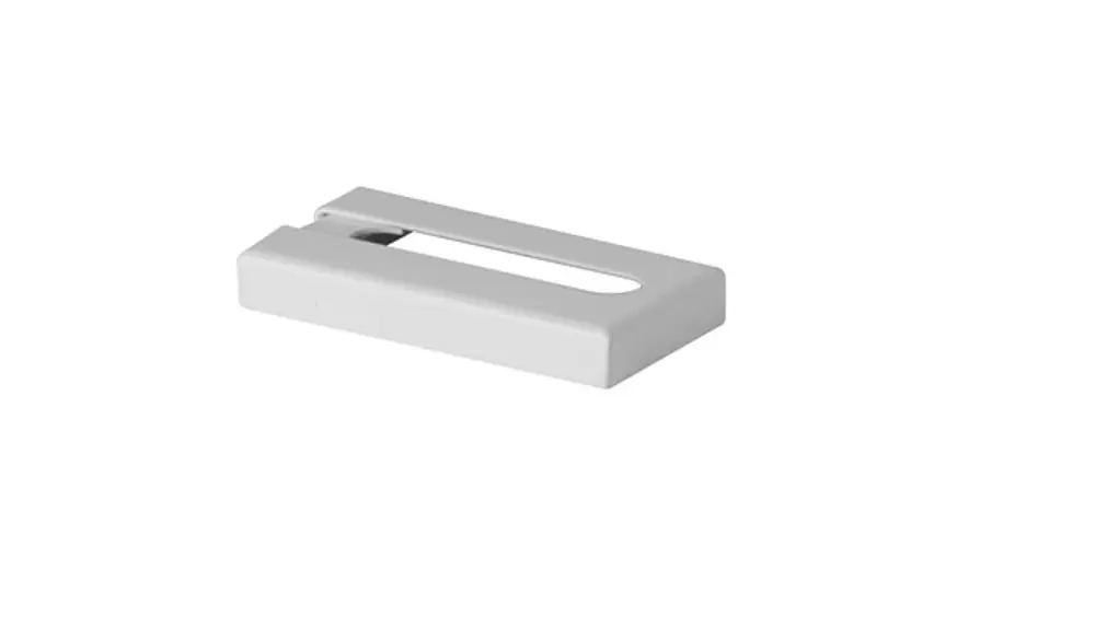 Weiße Kermi Abdeckblende für Standkonsolenfuß, Rohbodenmontage, 60x10 mm, aus Metall.